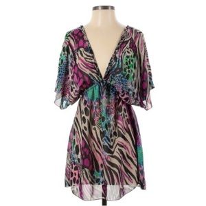 💜Miken leopard swim multi coverup- Large